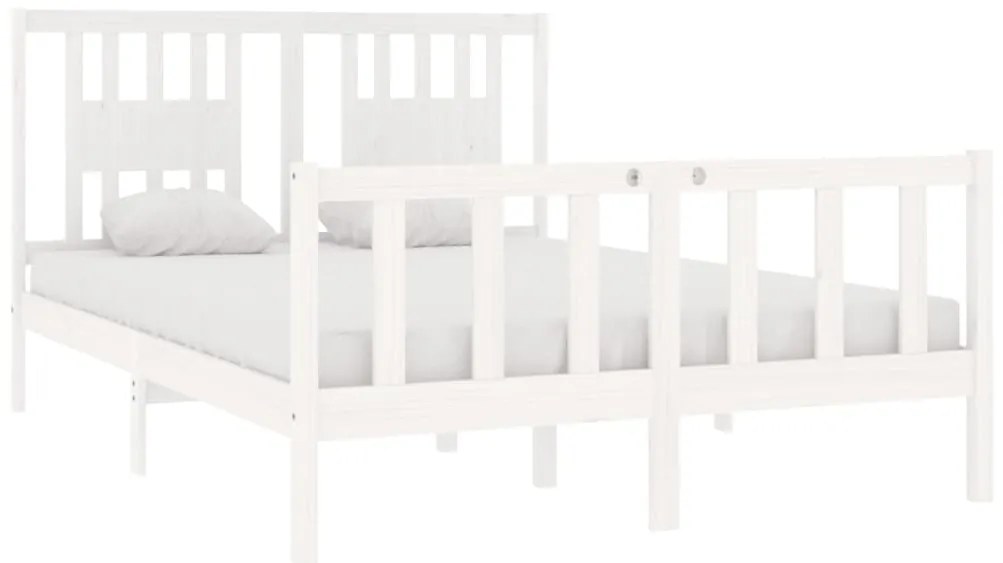 Estrutura de cama casal 135x190 cm madeira maciça branco