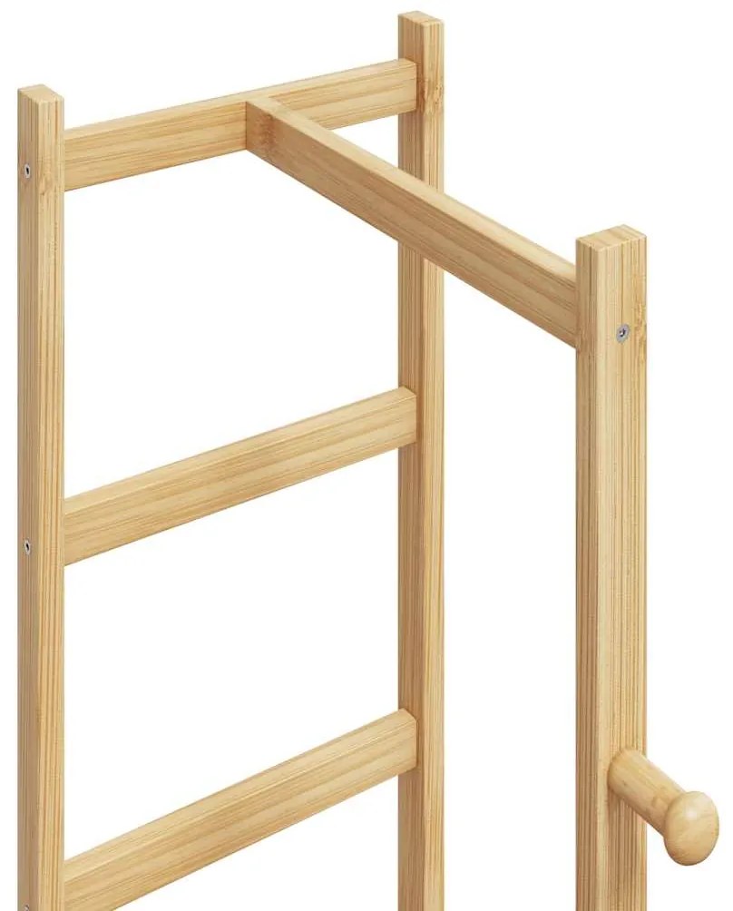 Cabide com ganchos e prateleiras 38,5x30x156 cm bambu