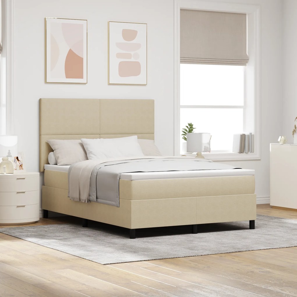Cama Box Spring com Colchão Verde Claro Cinza 140x200 cm Tecido de Cor
