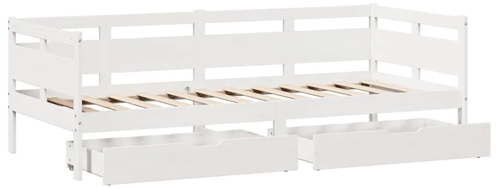 Sofá-cama c/ gavetas 90x200cm madeira de pinho maciça branco