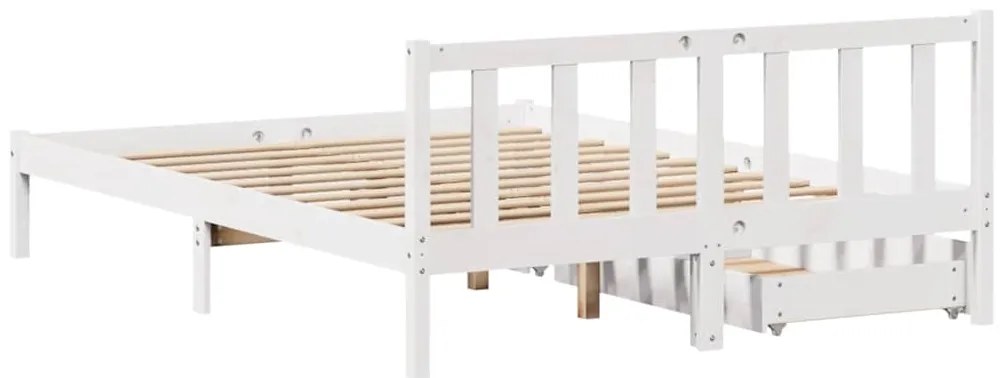 Cama sem colchão 140x200 cm madeira de pinho maciça branco