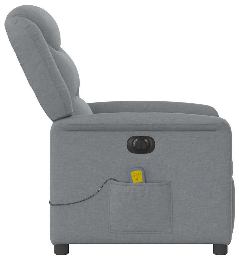Poltrona de massagens reclinável elétrica tecido cinzento-claro