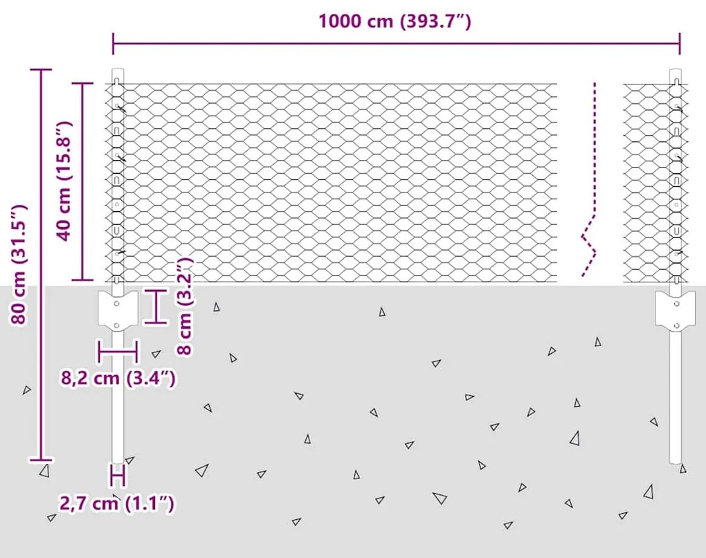 Postes de Cerca vidaXL 5 pcs U-Channel 40 cm Aço Galvanizado