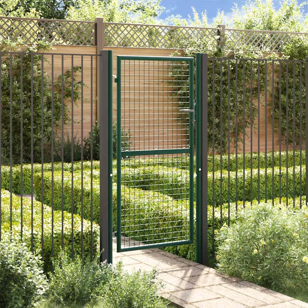 vidaXL Portão de cerca 100x175 cm aço verde