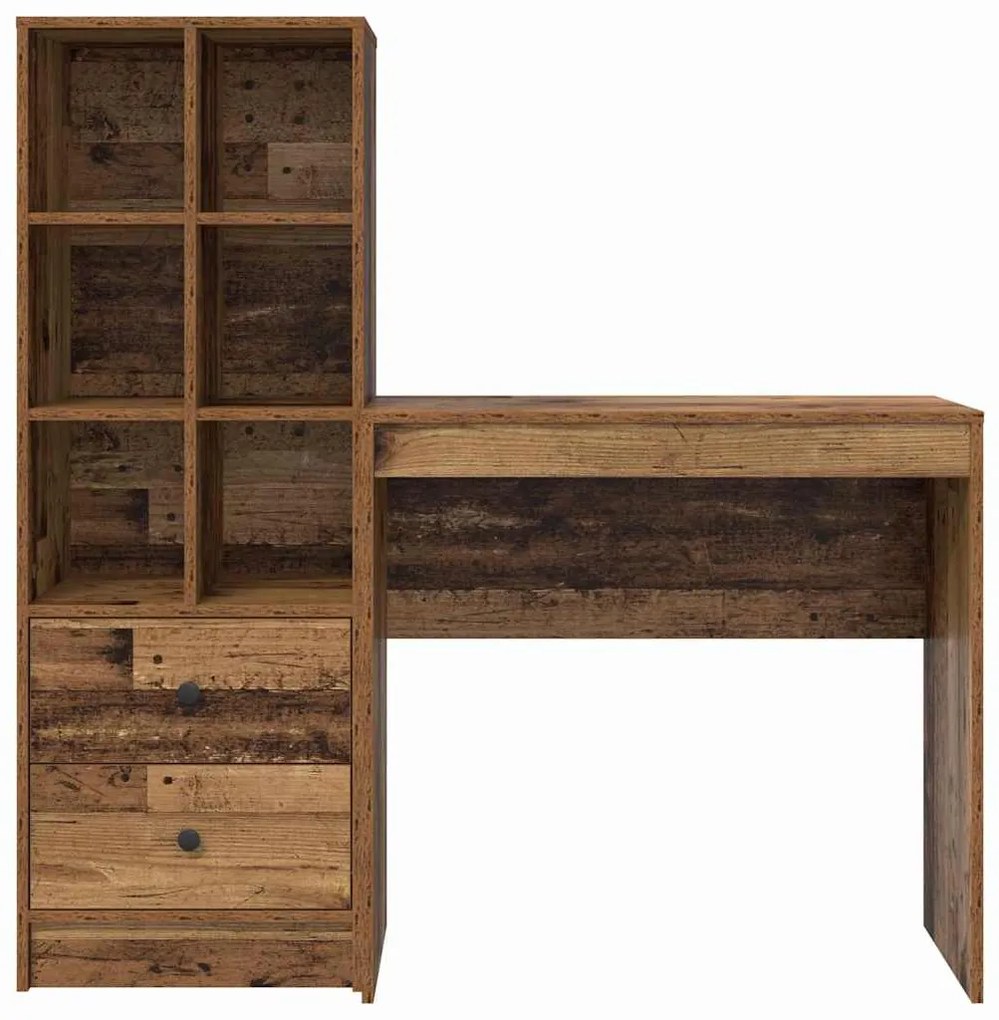 Mesa com Armazenamento Madeira Velha Madeira Composta