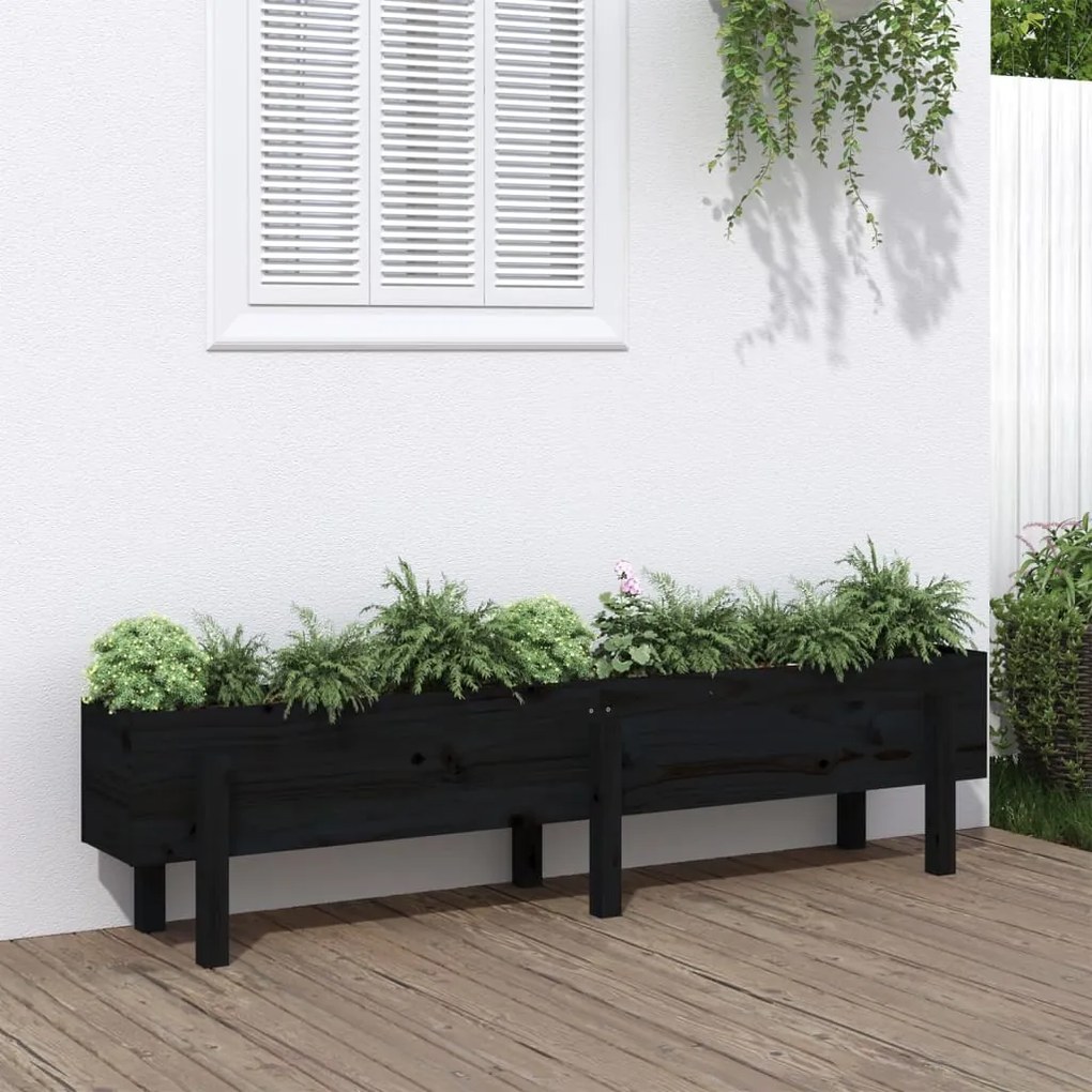 vidaXL Canteiro elevado de jardim 160x30x38 cm pinho maciço preto