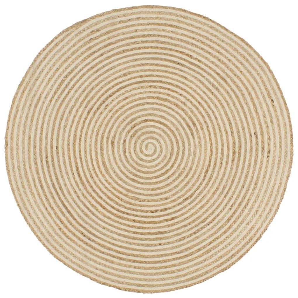 vidaXL Tapete artesanal em juta com design em espiral branco 90 cm