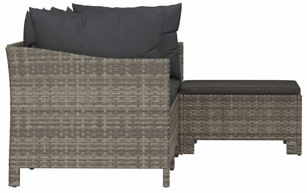 4 pcs conjunto lounge de jardim c/ almofadões vime PE cinzento