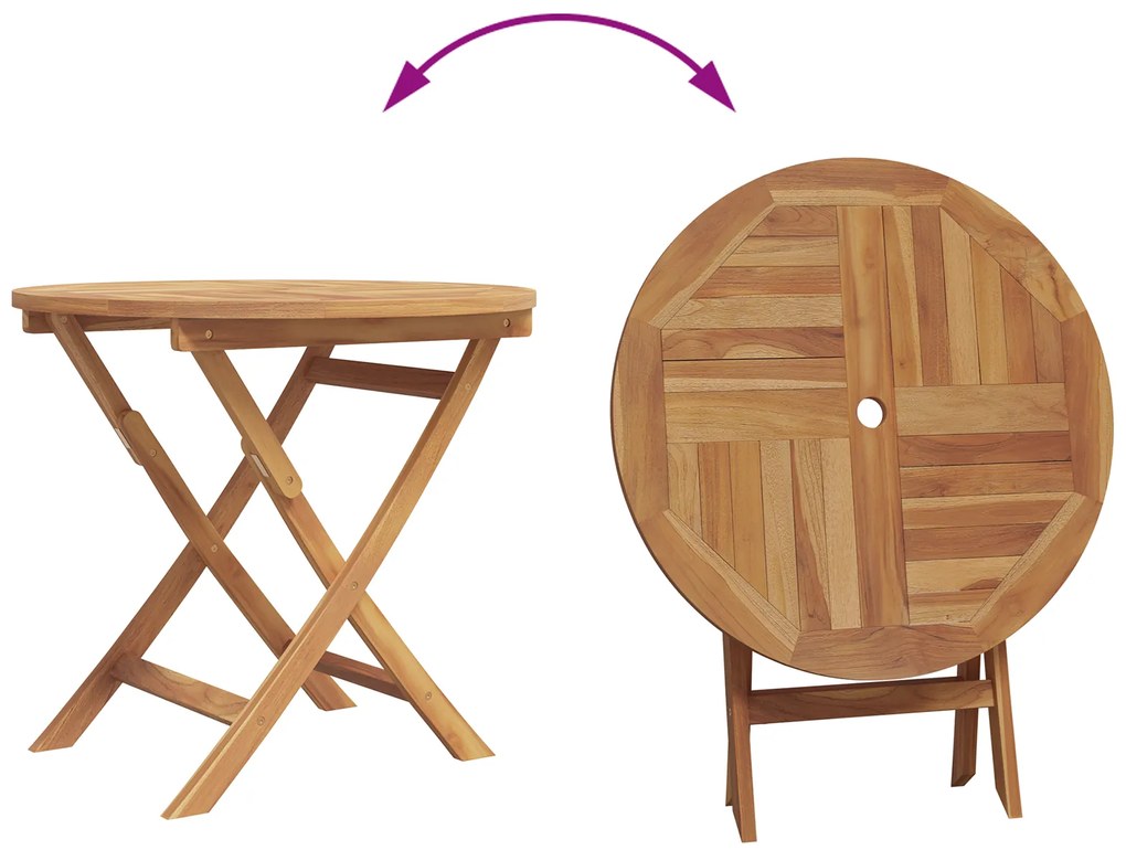 Conjunto Bistro de Jardim em 3 Peças Madeira Sólida de Acácia