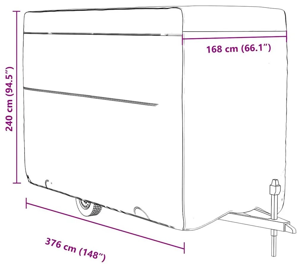 Capa atrelado cavalo 376x168x240 cm tecido não tecido cinzento