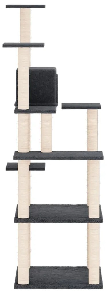 Árvore p/ gatos c/ postes arranhadores sisal 153cm cinza-escuro