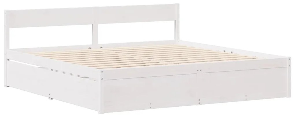 Cama sem colchão 140x190 cm madeira de pinho maciça branco