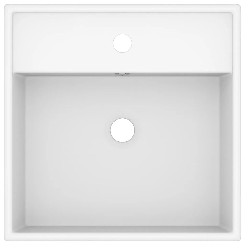 Lavatório luxuoso quadrado 41x41 cm cerâmica branco mate