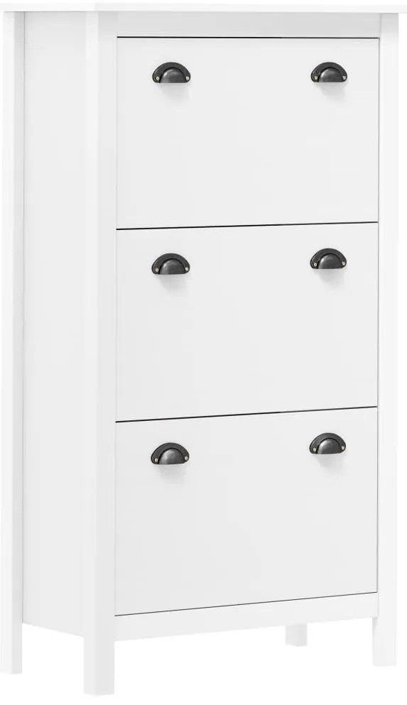 vidaXL Sapateira Hill 72x35x124cm madeira de pinho maciça branco
