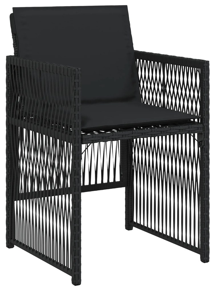 Conjunto de Jantar de 5 Peças para Jardim com Almofadas Preto Polyratt