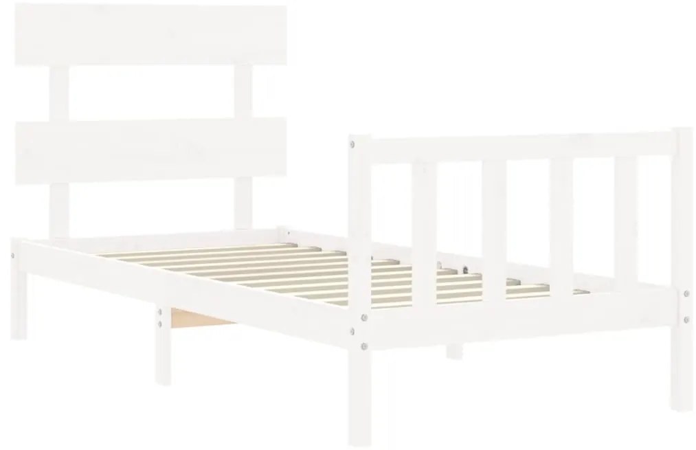 Cama sem colchão 100x200 cm madeira de pinho maciça branco