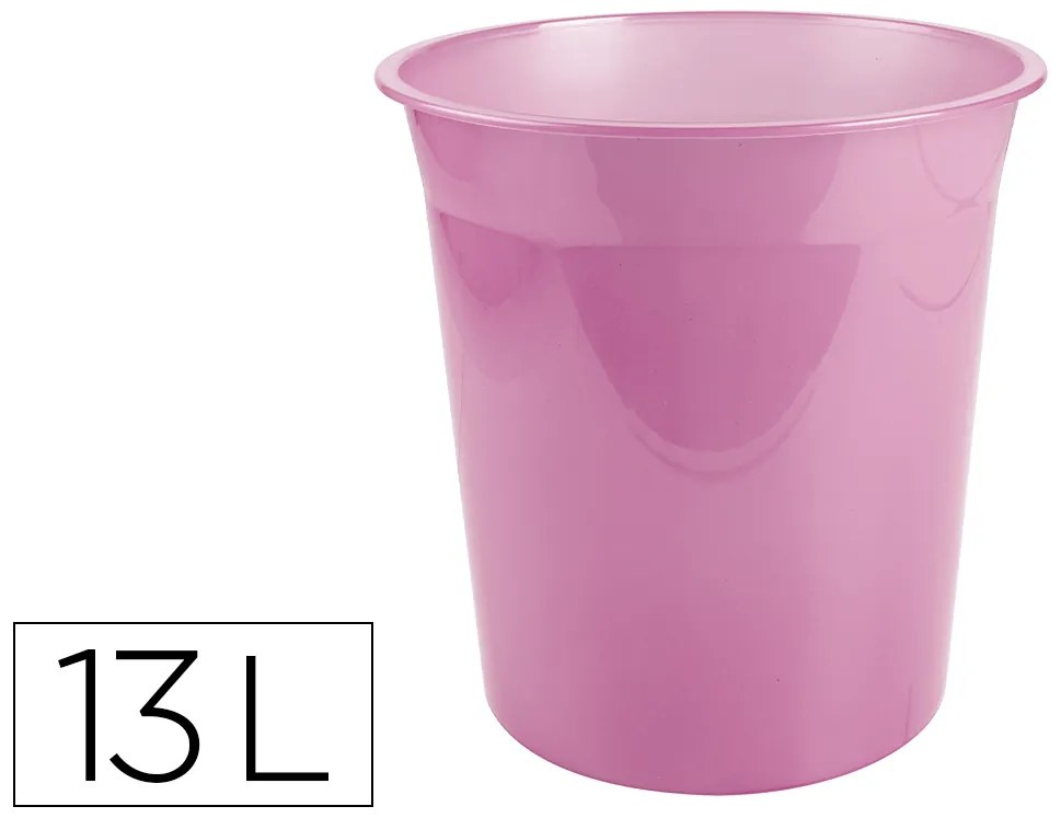 Cesto de Papeis em Plástico Ecouse 100% Reciclado Rosa Translúcido 13 Litros 275x285 mm