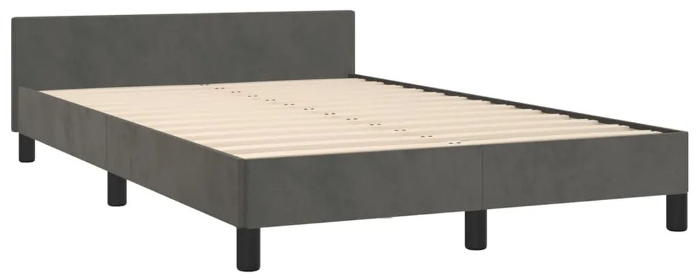 Estrutura de cama c/ cabeceira 120x200cm veludo cinzento-escuro