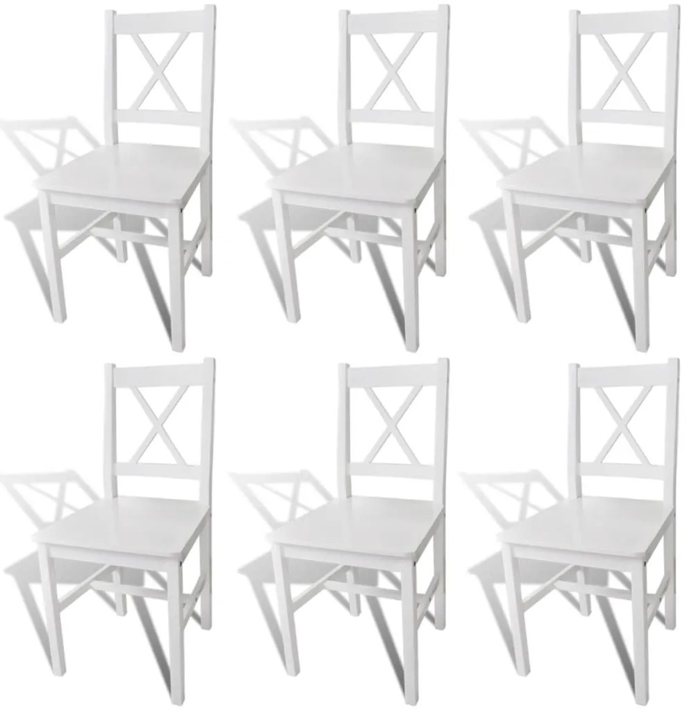 Cadeiras de jantar 6 pcs madeira de pinho branco
