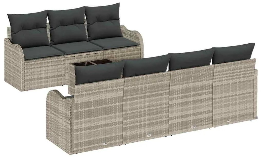 Conjunto de Sofá de Jardim de 8 Peças com Almofadas Cinzento-claro Rat