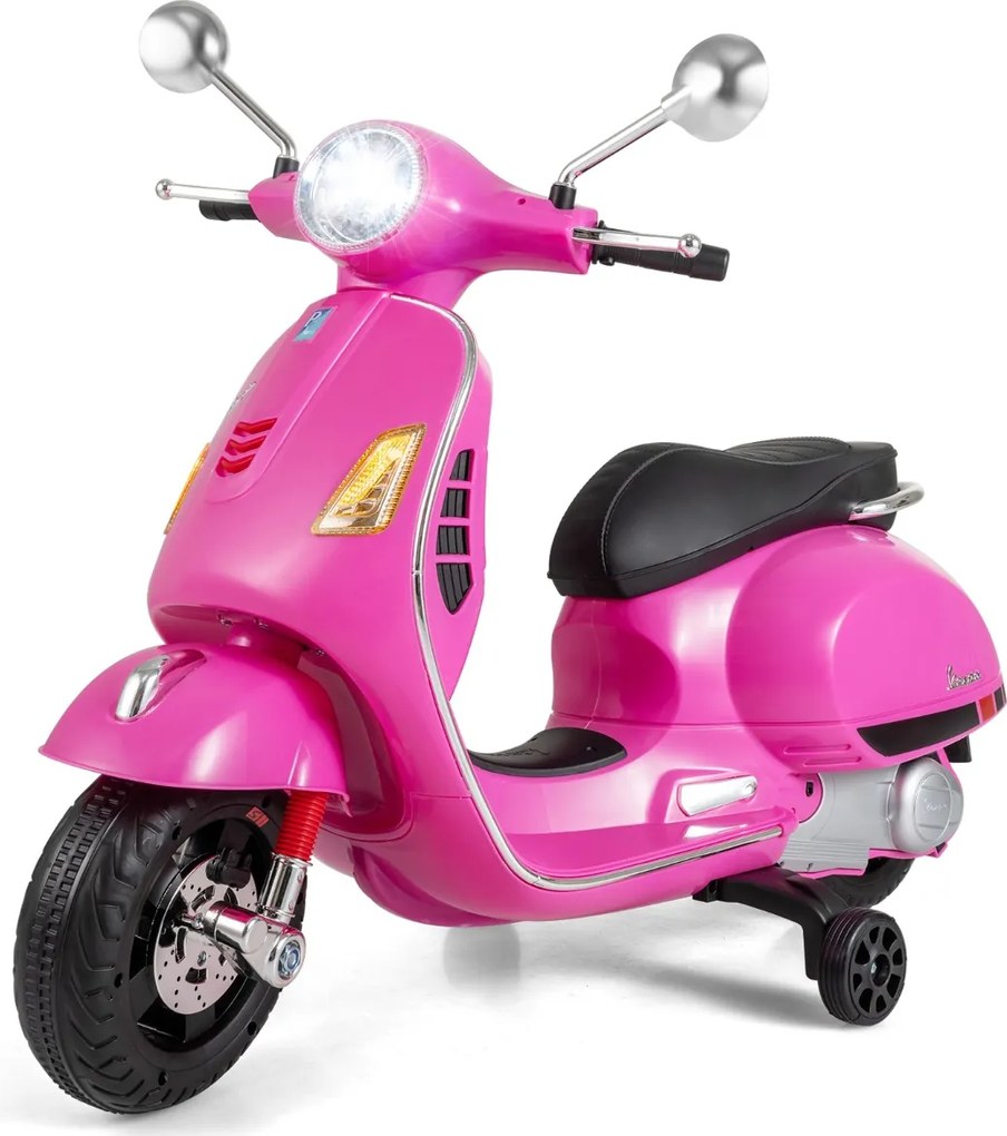 Mota elétrica para crianças de 12 V com 4 rodas, música, luzes LED, rodas de treino, motor duplo de 30 W e design retro-chique para crianças dos 3 aos