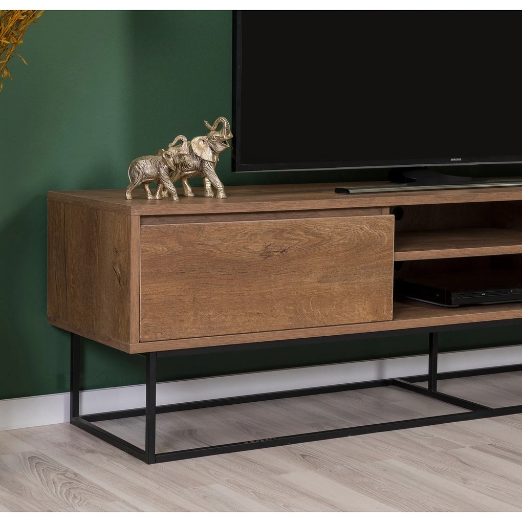 Conjunto de Mobiliário de Sala Laxus – Nogueira e Preto – 90x39x40 cm