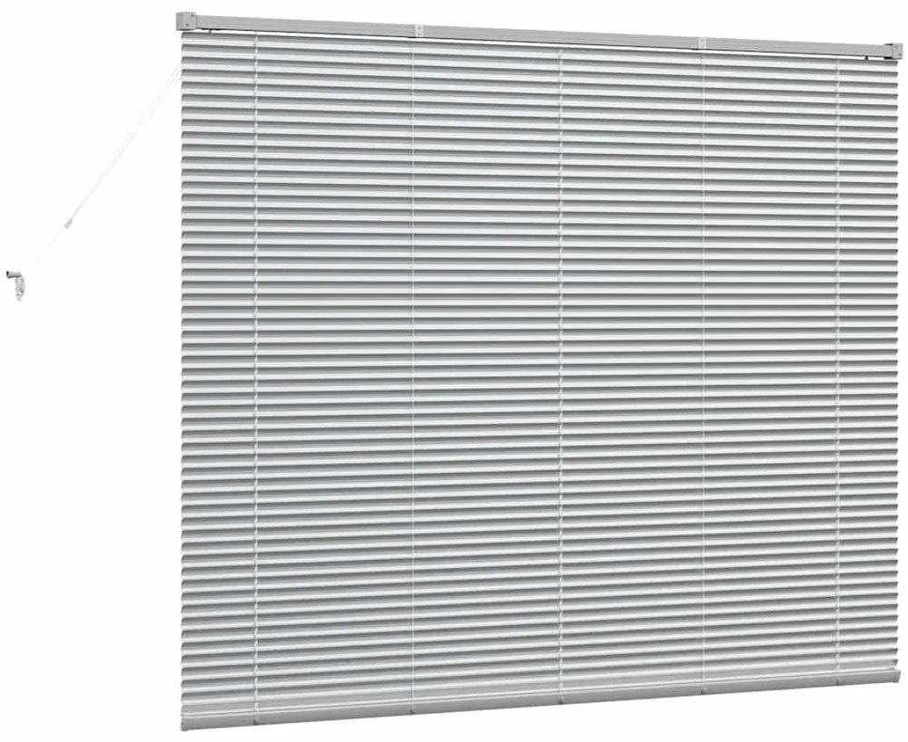 Persiana de Janela com cortinas Manual Prata 80 x 130 cm Alumínio