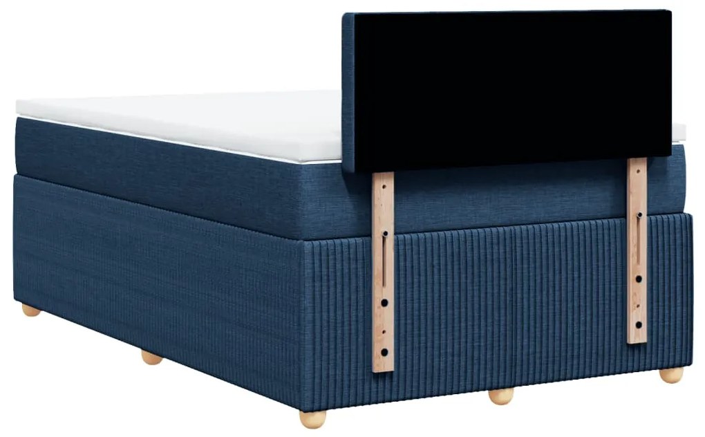 Cama boxspring com colchão 120x190 cm tecido azul