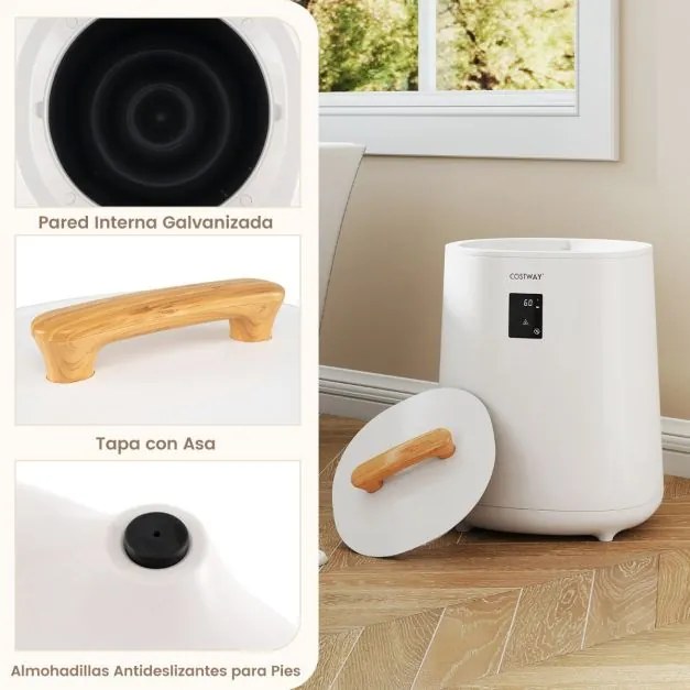 Aquecedor de toalhas para banheiro de 18 L com tela LED e desligamento automático Cesto portátil para toalhas branco