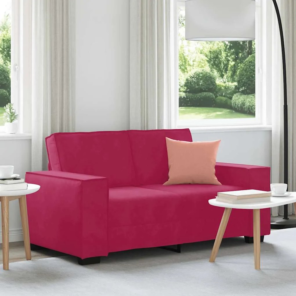 vidaXL Sofá de 2 lugares veludo 160x78x84 cm vermelho tinto