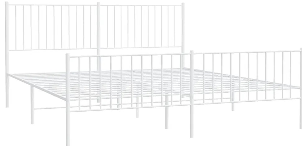 Estrutura de cama com cabeceira e pés 183x213 cm metal branco