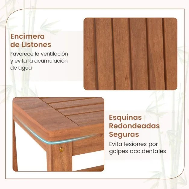 Mesa apoio jardim de 2 níveis em madeira maciça 45 x 45 x 44 cm, com prateleira de arrumação, pequena e quadrada, para pátio, jardim ou terraço Natura