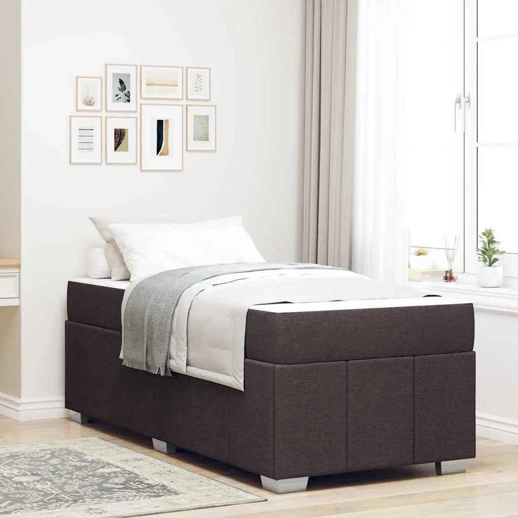 vidaXL Estrutura da Cama com colchão Marrom Escuro 120 x 190 cm tecido