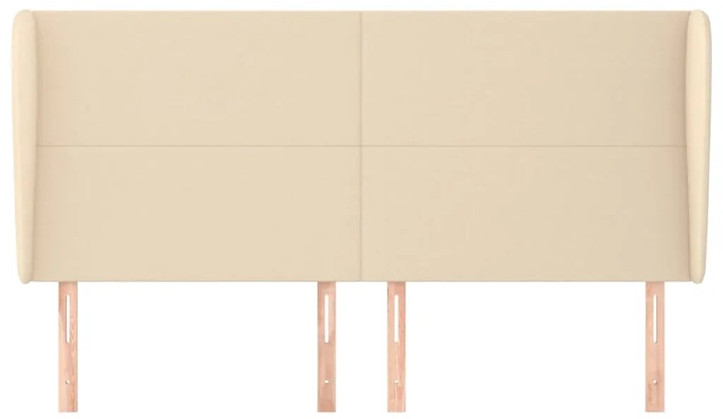 Cabeceira de cama c/ abas tecido 163x23x118/128 cm creme