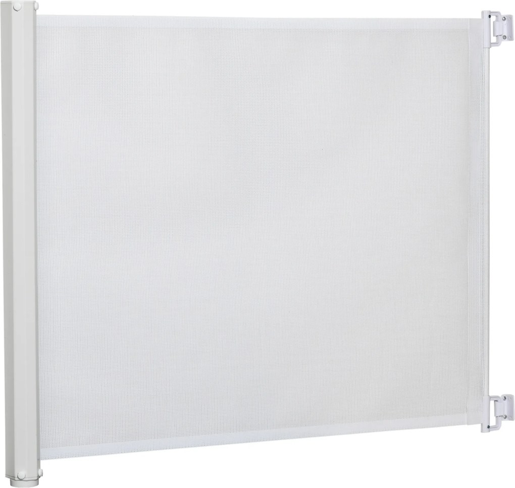 Barreira para Cães Retrátil Dobrável com Largura Ajustável 5,5-115 cm com Função de Enrolamento Automático Branco