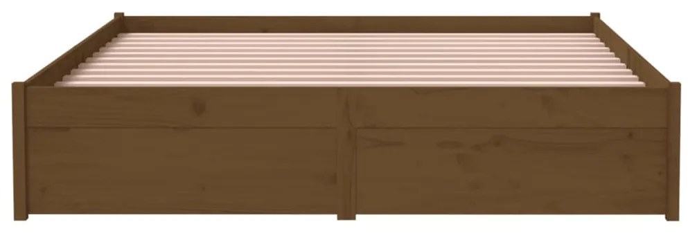 Estrutura de cama 140x190 cm madeira maciça castanho-mel