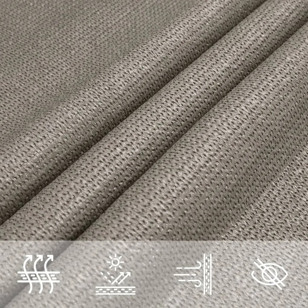 Para-sol vela retangular 160 g/m² 2,5x5 m PEAD cinza-claro