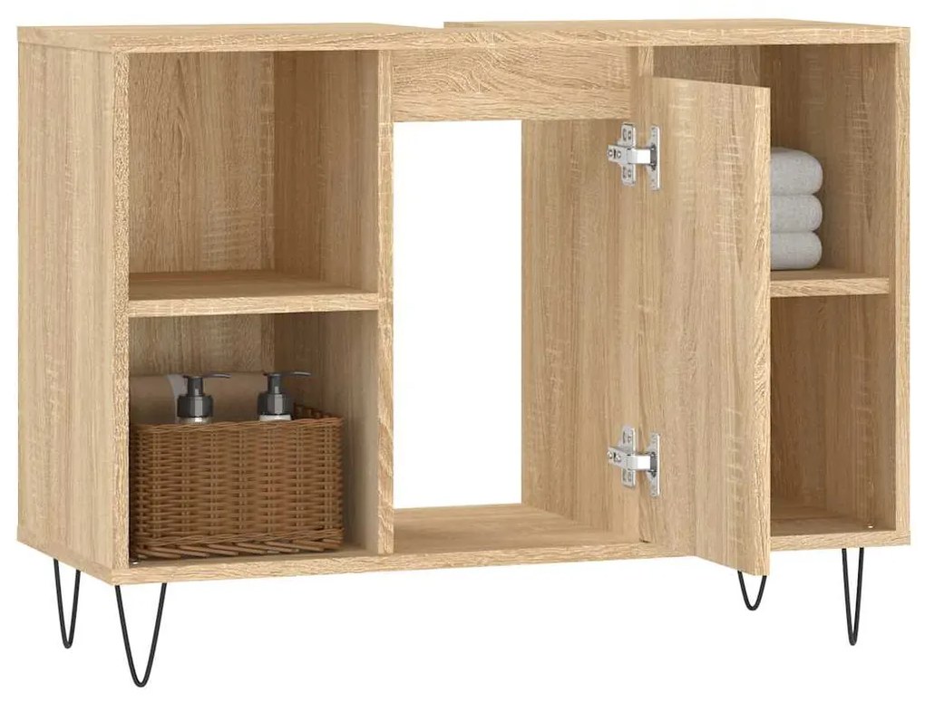Armário p/ casa banho 80x33x60cm deriv. madeira carvalho sonoma