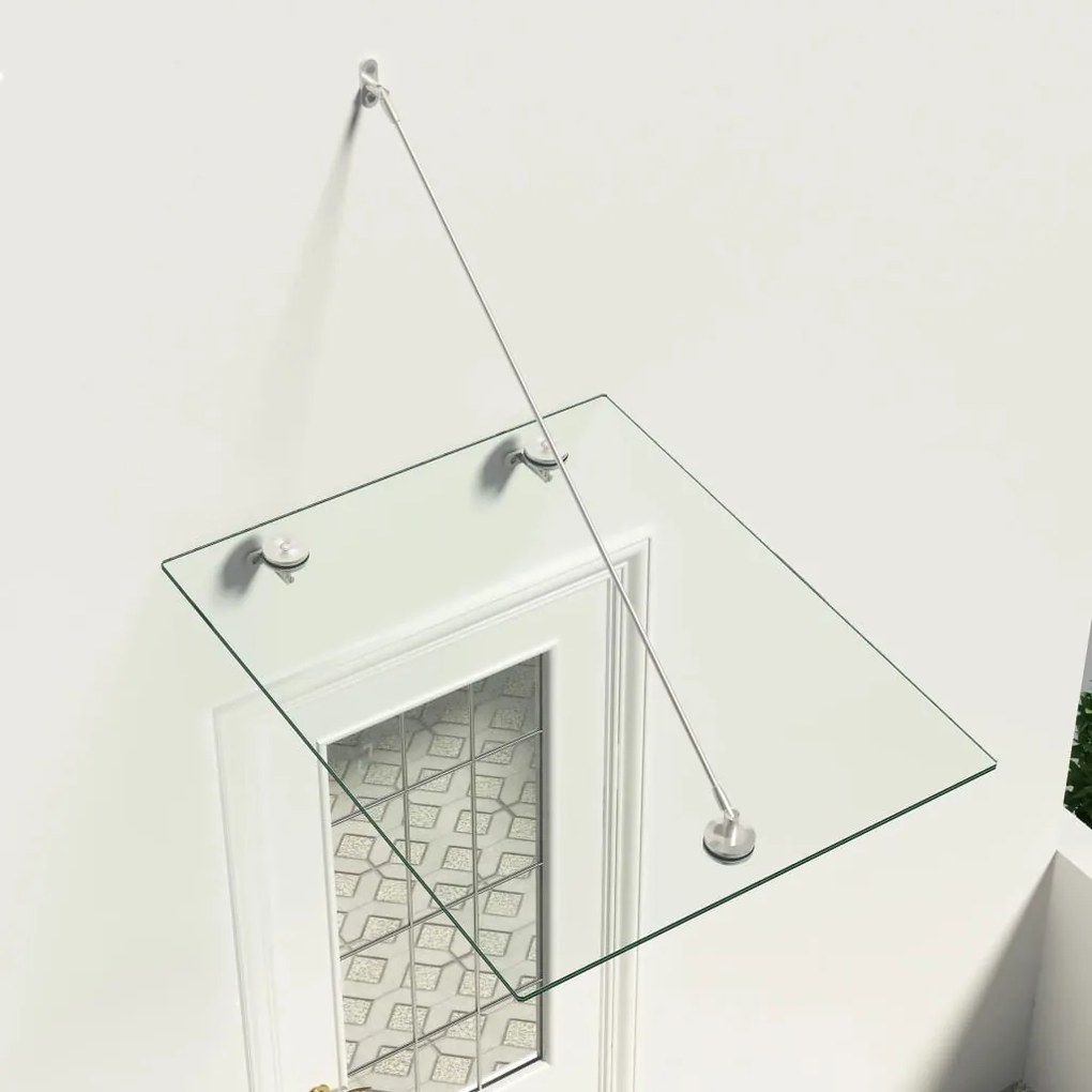 142824 vidaXL Toldo em vidro para porta frontal VSG 90x75 cm aço inoxidável