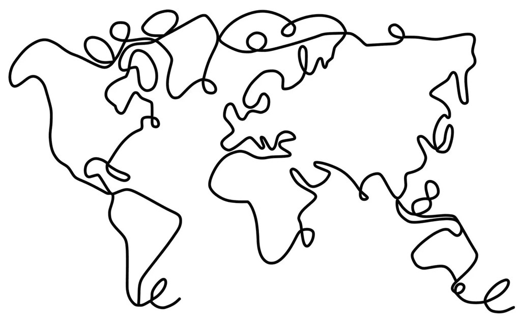 Acessório Decorativo de Parede World Map – Preto – 120 x 70 x 1,5 cm