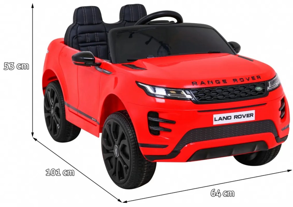 Carro elétrico para Crianças 12V Range Rover Evoque Rodas de EVA, Assento Couro Vermelho