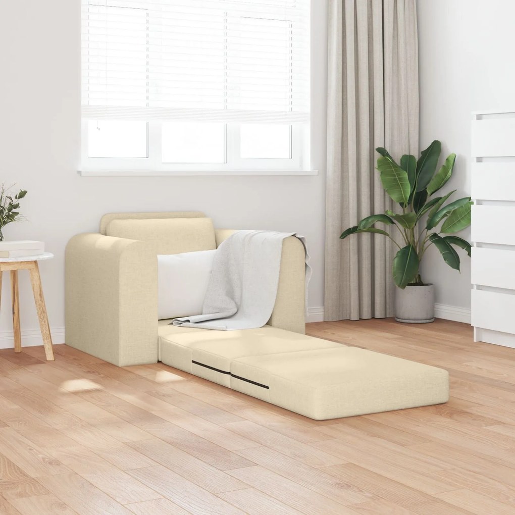 Sofá Cama 2 em 1 Creme 98x71x83 cm Tecido