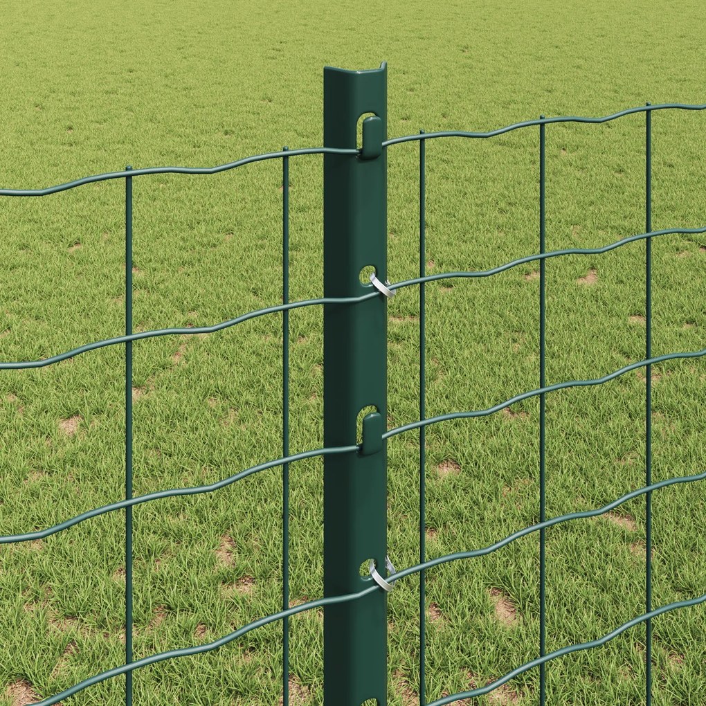Postes de Cerca 44 pcs U-Channel Verde 160 cm Aço