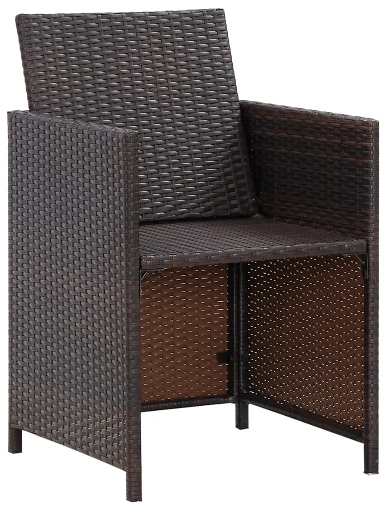 9 pcs conjunto jantar exterior c/ almofadões vime PE castanho