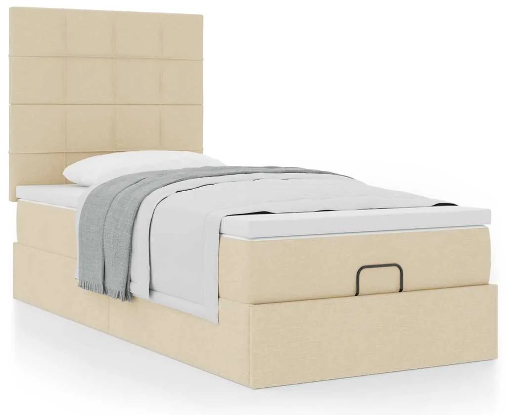Cama otomana com colchão 90x200 cm tecido creme