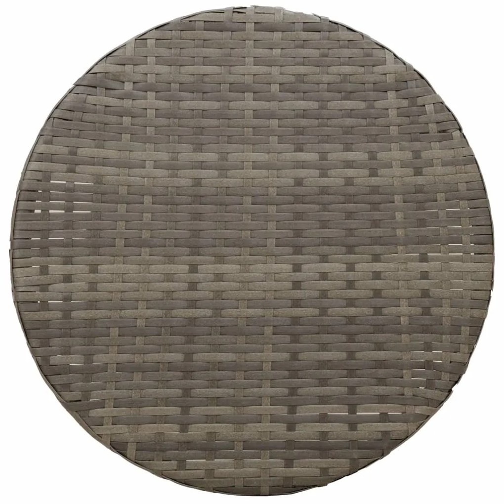 3 pcs conjunto bistrô com almofadões vime PE cinza