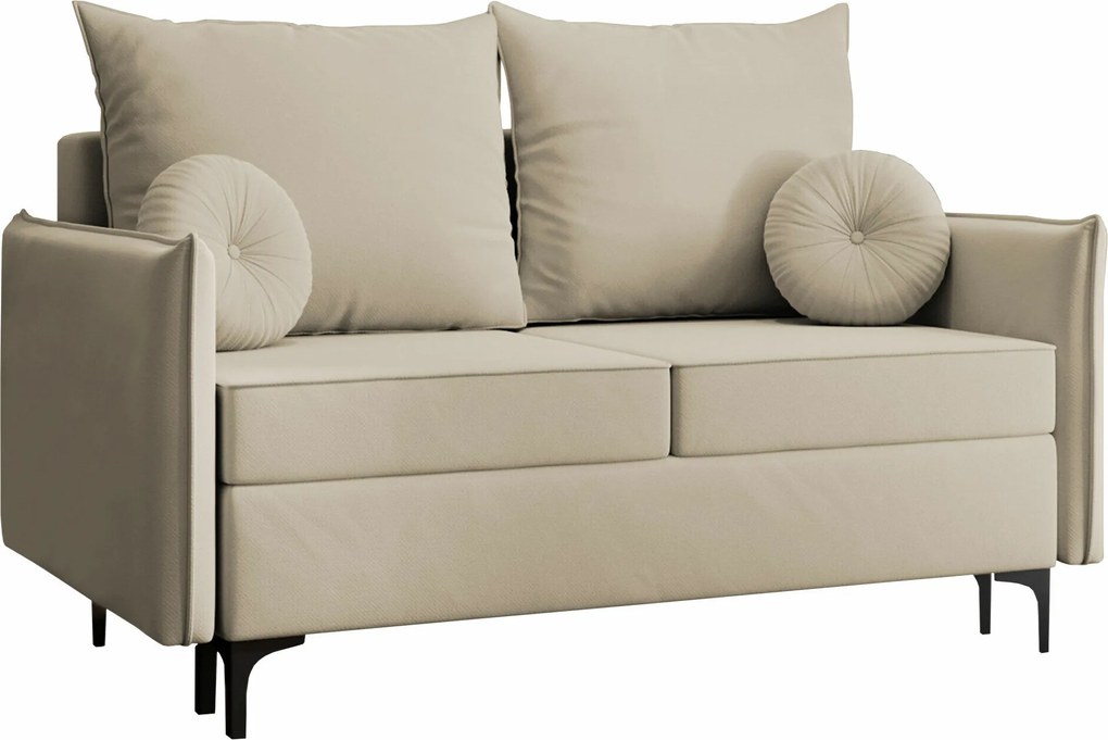 Sofá-cama Clovis 110, Cama com arrumação, Creme, 101x145x96cm, 74 kg, Pernas: Metal, Madeira: Pinheiro