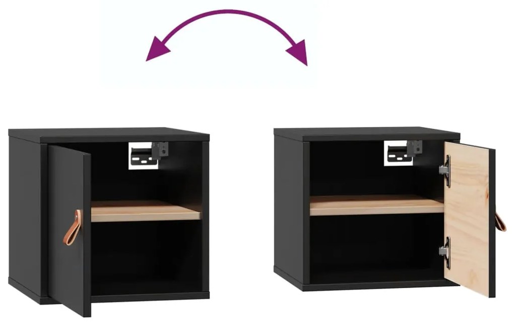 Armários de parede 2 pcs 31,5x30x30cm pinho maciço branco preto