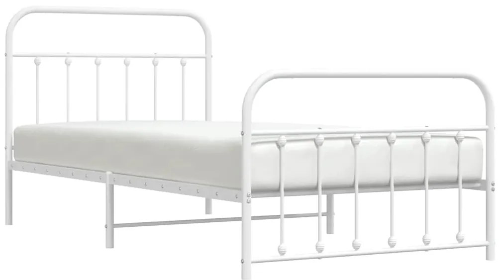 Estrutura de cama com cabeceira e pés 100x200 cm metal branco