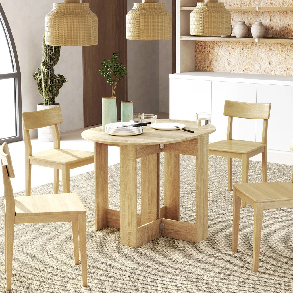 Mesa de Sala de Jantar Dobrável com 2 Laterais (CADEIRAS NÃO INCLUIDAS) Mesa Auxiliar de Madeira para Cozinha Sala de Estar 104x76x73,7 cm Madeira